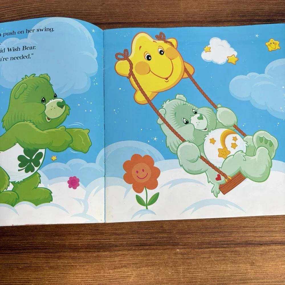 Care Bears Wish Bear Plush w/ 2 Scholastic Books Cheer Up Caring Contest Lot
